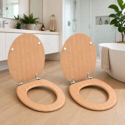 2 Pack Brown Bamboo Toilet Seats Specifications and Details