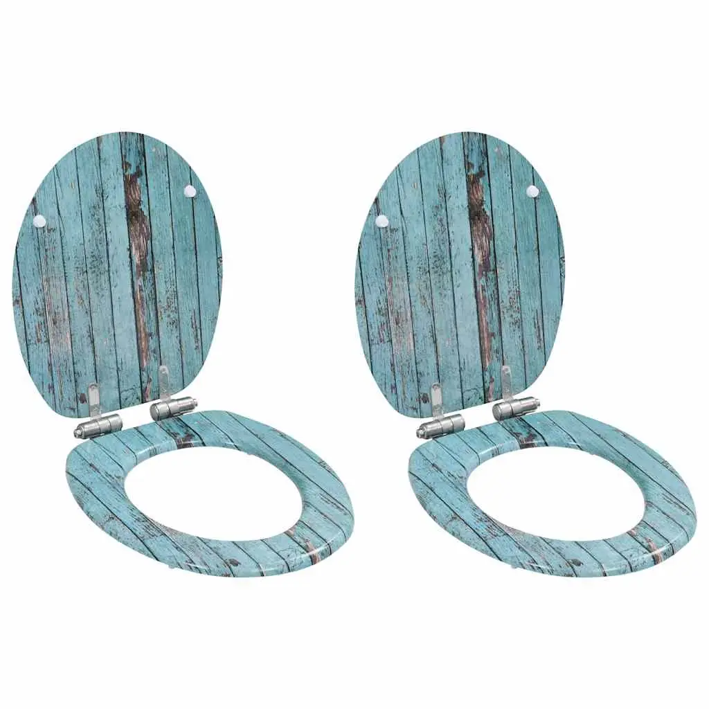 Toilet Seats 2pcs Soft Close Lids Old Wood Design Bathroom Accessory