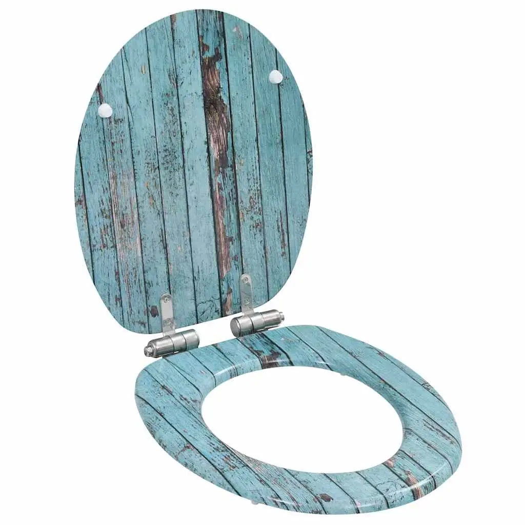 Toilet Seats 2pcs Soft Close Lids Old Wood Design Bathroom Accessory