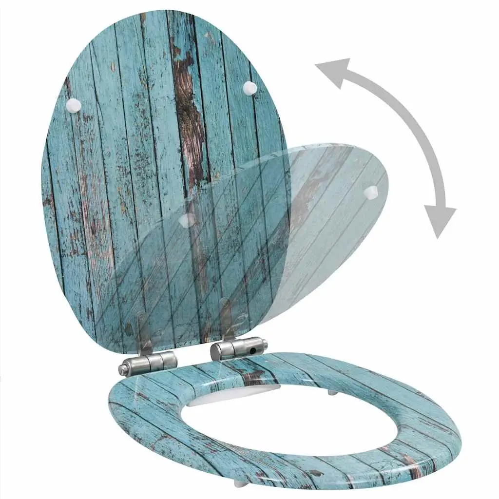Toilet Seats 2pcs Soft Close Lids Old Wood Design Bathroom Accessory