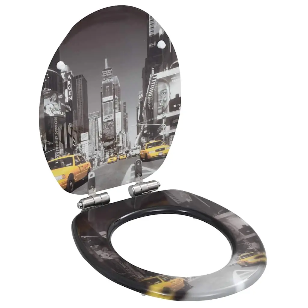 Grey MDF Toilet Seats with Soft Close Function, Set of 2