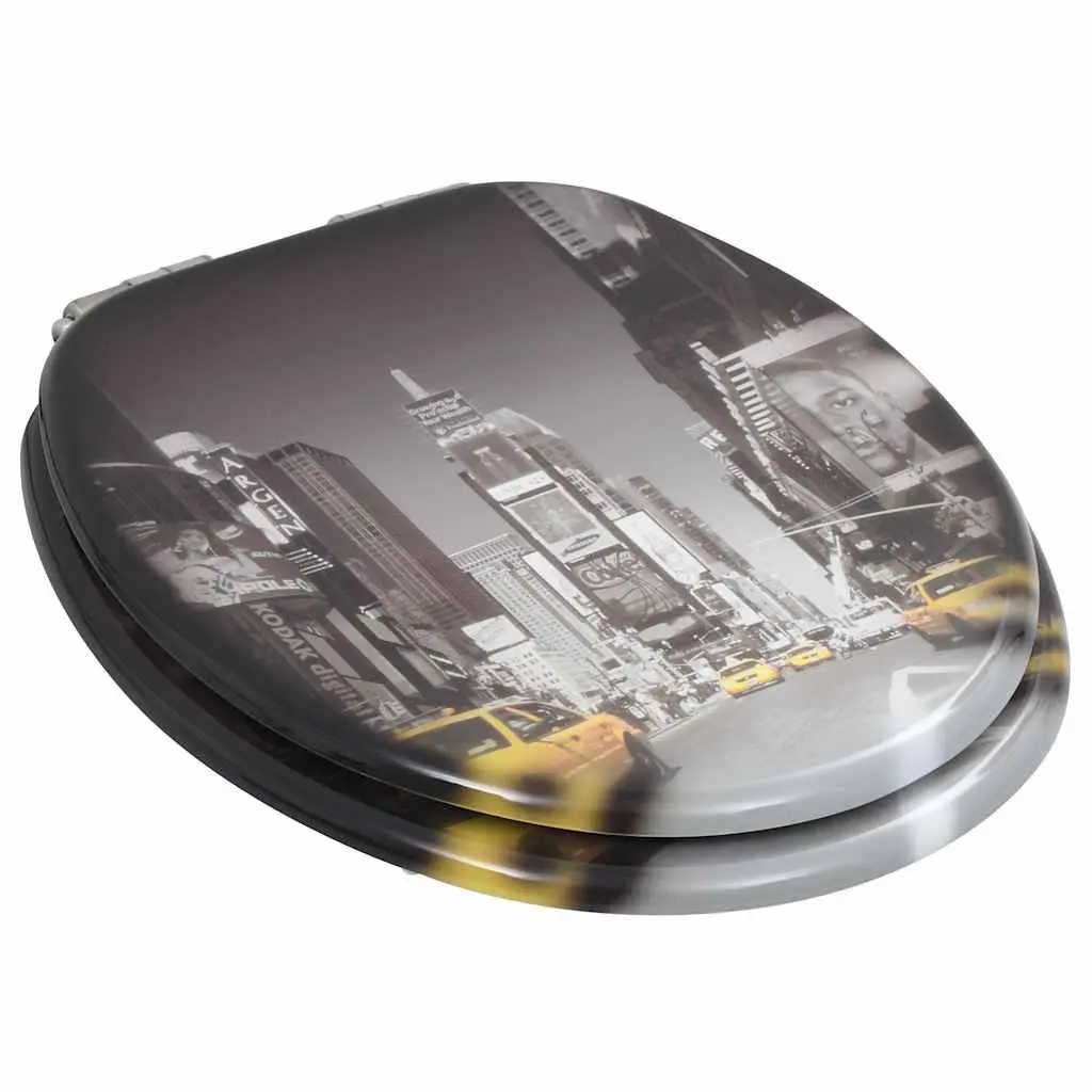 Grey MDF Toilet Seats with Soft Close Function, Set of 2