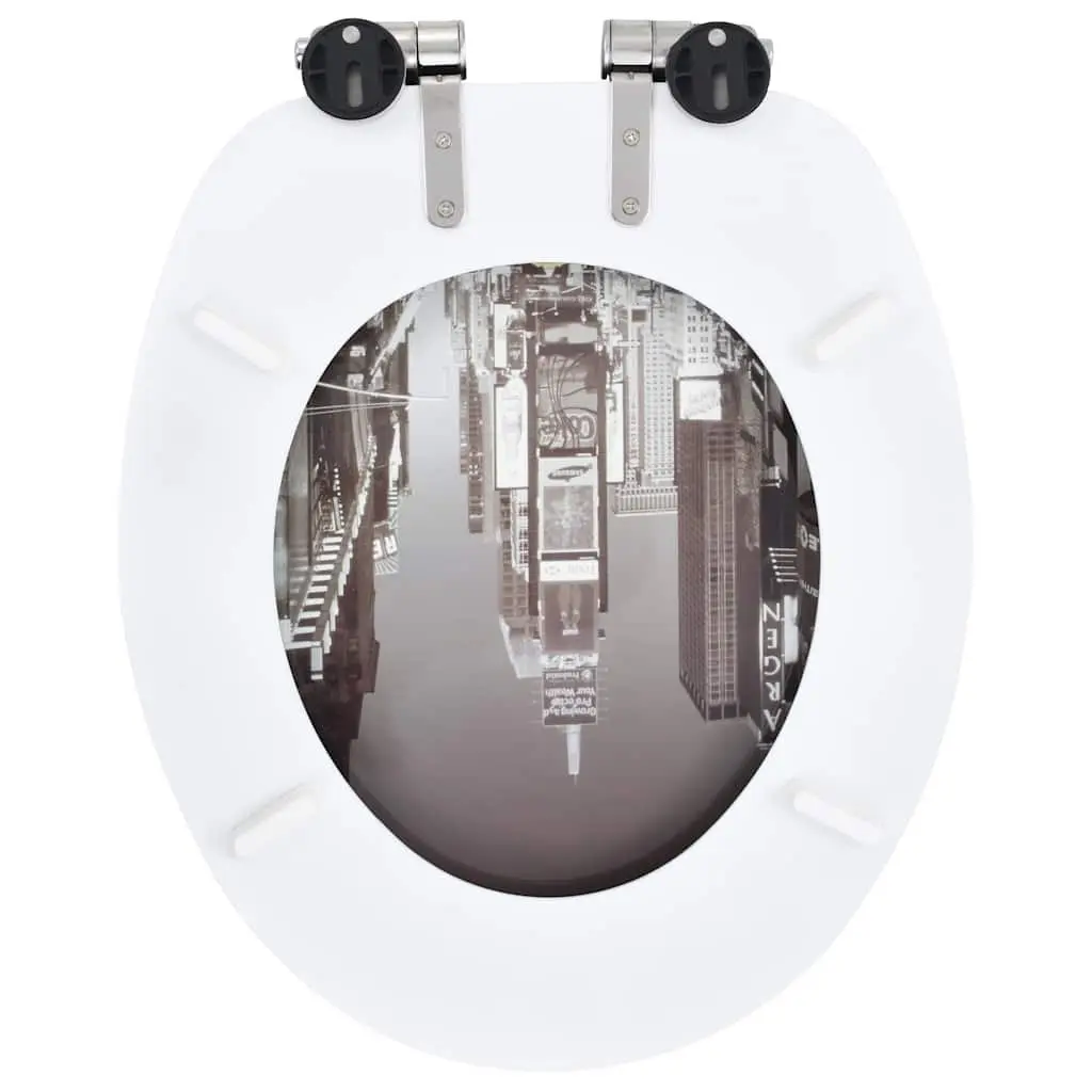 Grey MDF Toilet Seats with Soft Close Function, Set of 2