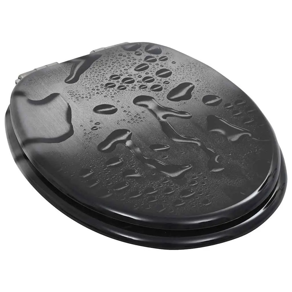 Toilet Seats 2 Pack with Soft Close Lids Water Drop Design Grey Bathroom