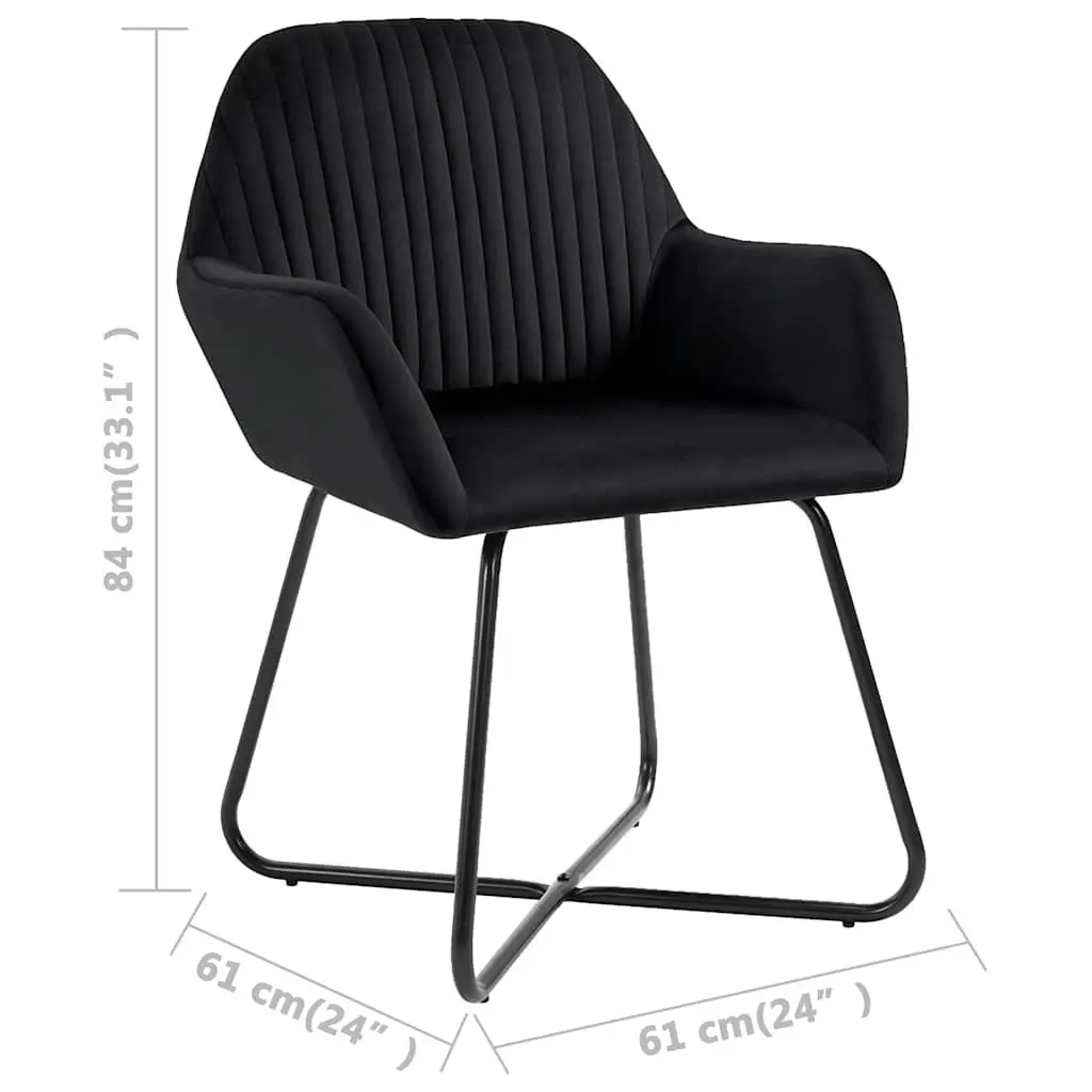 Dining Chairs Set of 4 Black Velvet Kitchen Room Seating with Armrests Backrest
