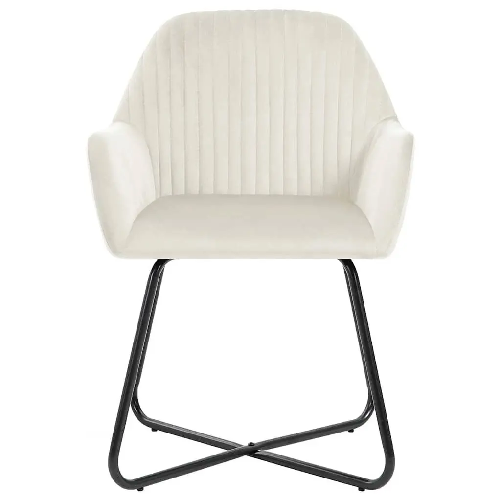 Dining Chairs Set of 4 Cream Velvet Kitchen Room Seating Furniture Armrest