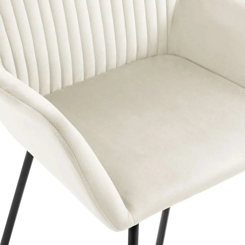 Dining Chairs Set of 4 Cream Velvet Kitchen Room Seating Furniture Armrest