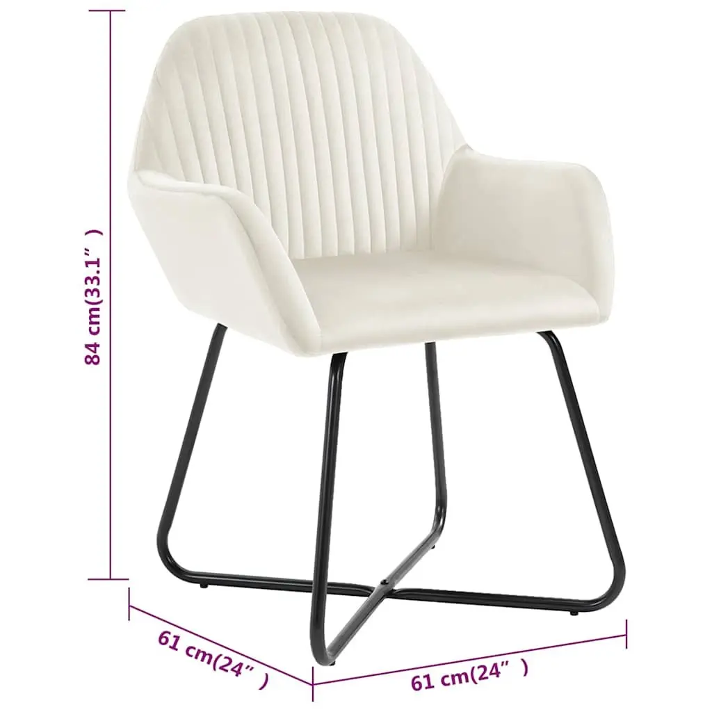 Dining Chairs Set of 4 Cream Velvet Kitchen Room Seating Furniture Armrest