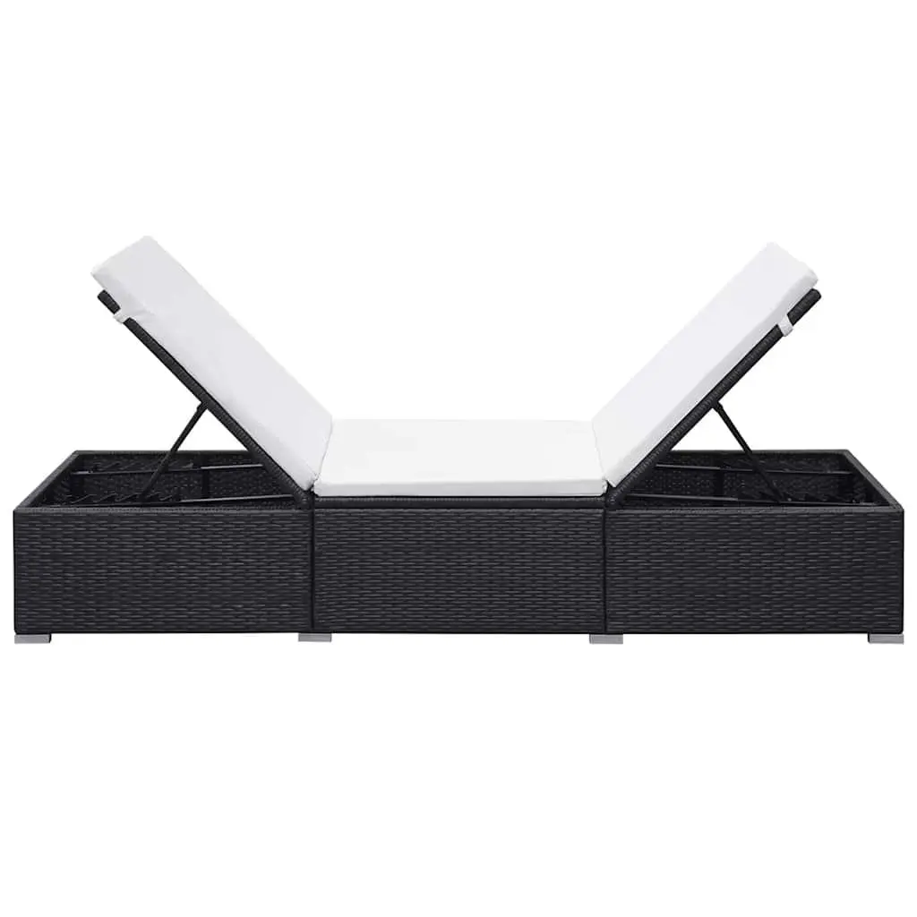 Sun Lounger Set Outdoor Garden Patio 2 Pieces Adjustable Reclining Chair with Cushions