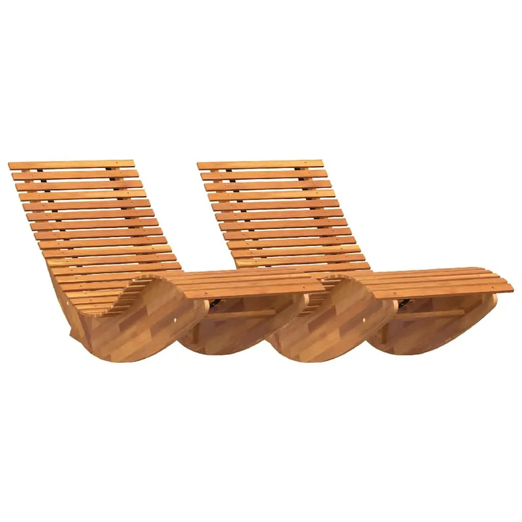 Rocking Sun Loungers Outdoor Seating 2 pcs Acacia Wood Brown