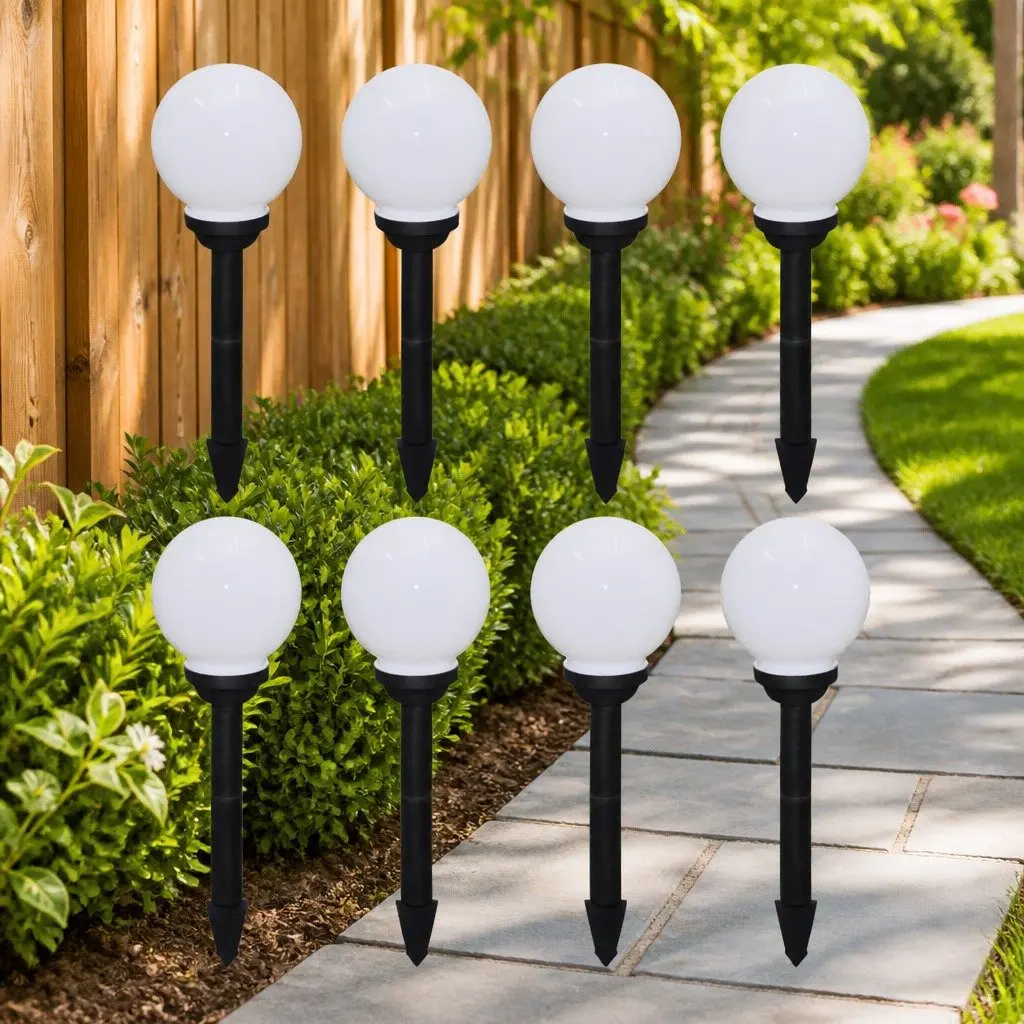 8-Piece Solar LED Pathway Light Set