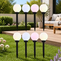 8 Pcs 15cm Solar LED Spherical Lamps - Specs Included