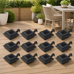 12 Pack Solar LED Outdoor Lights - Black, 12cm Size