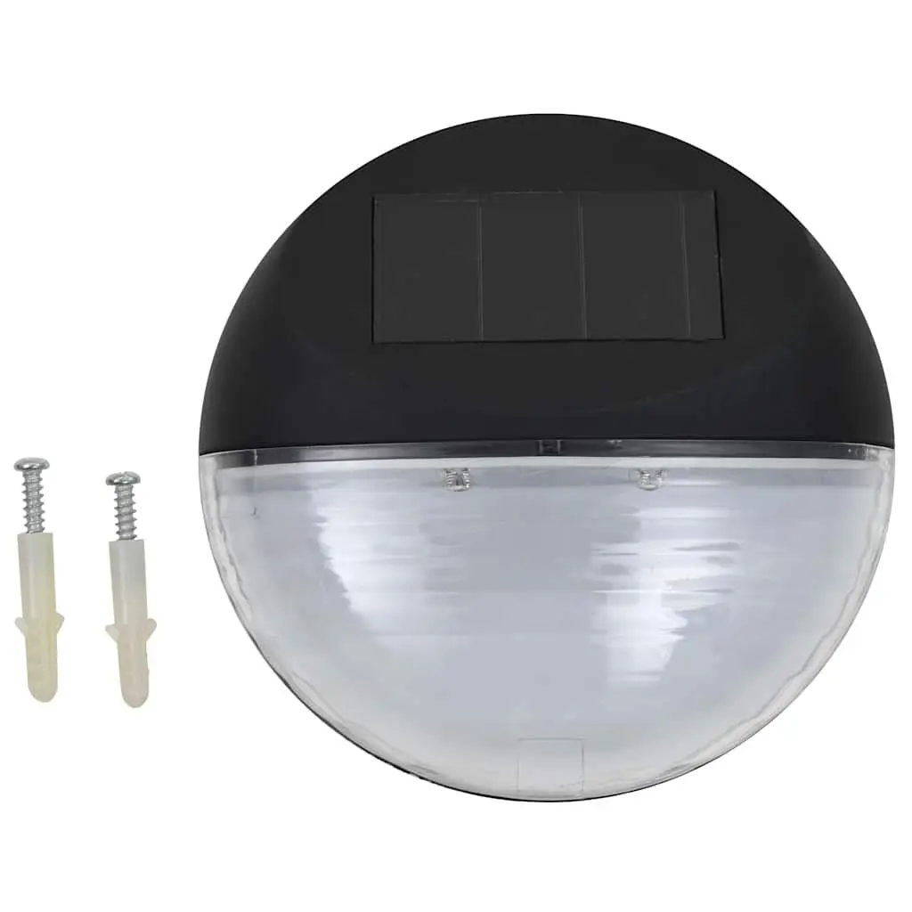 Solar Wall Lamps Outdoor Lighting 24 Piece Black Round Garden Fence Mount