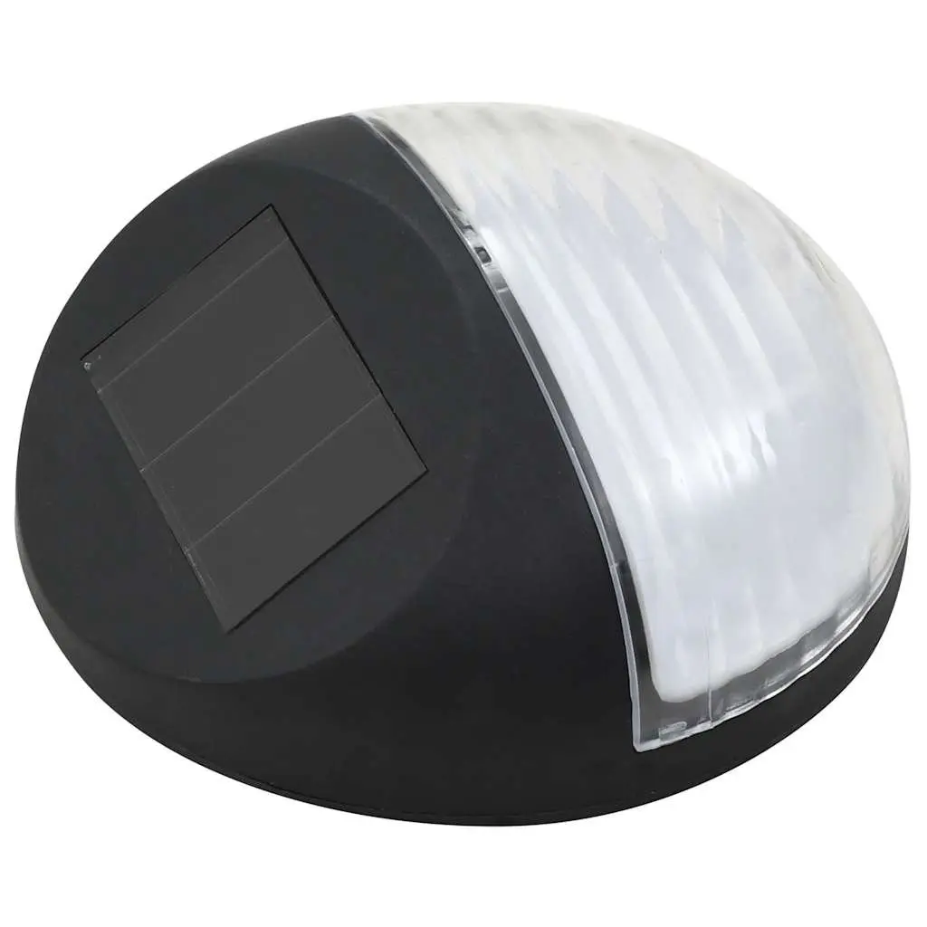 Solar Wall Lamps Outdoor Lighting 24 Piece Black Round Garden Fence Mount