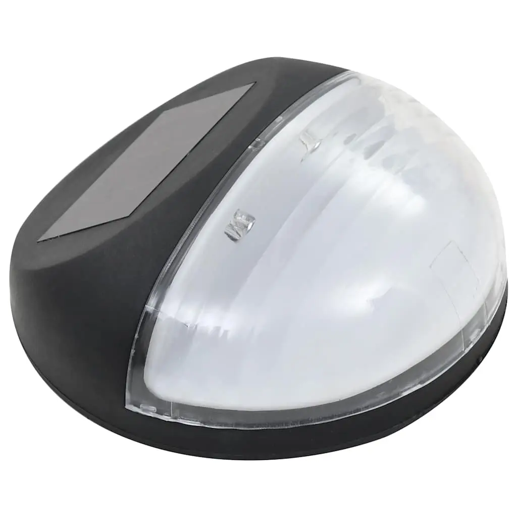 Solar Wall Lamps Outdoor Lighting 24 Piece Black Round Garden Fence Mount