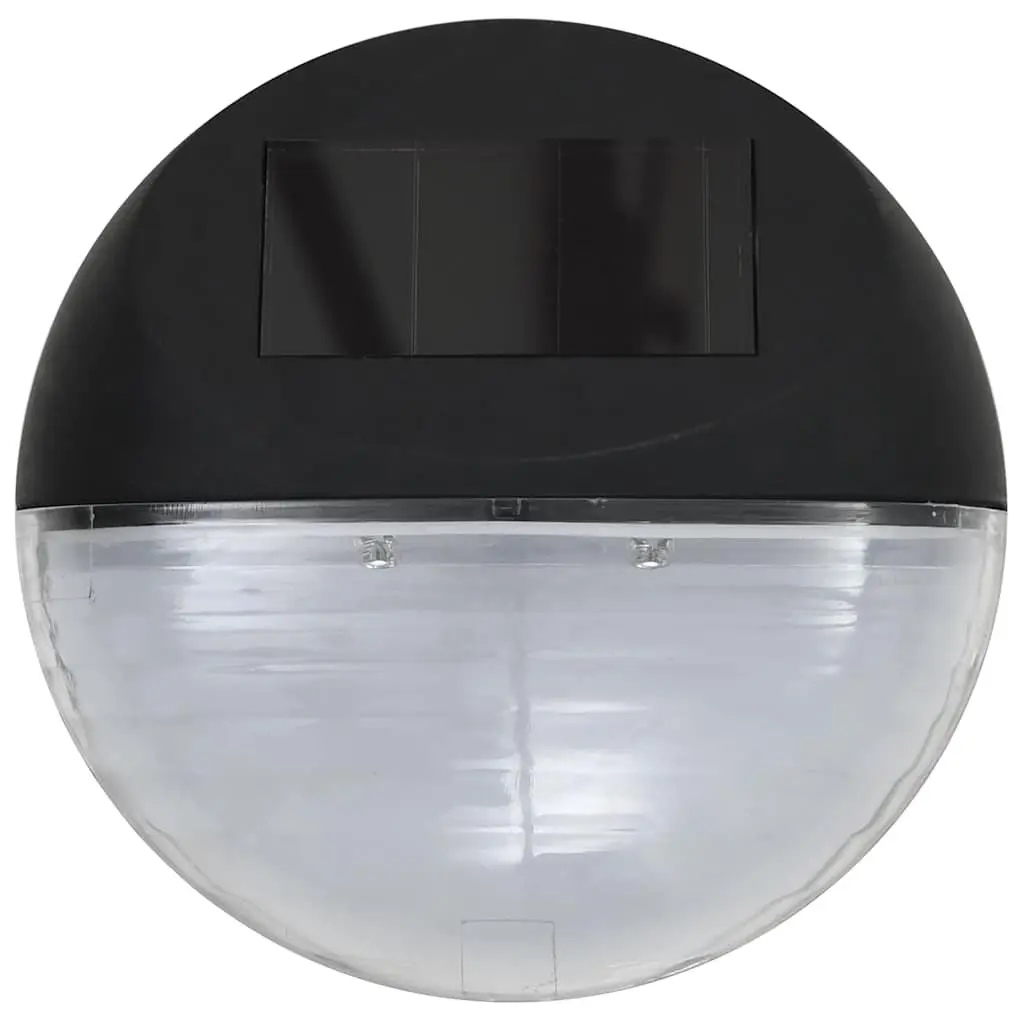 Solar Wall Lamps Outdoor Lighting 24 Piece Black Round Garden Fence Mount