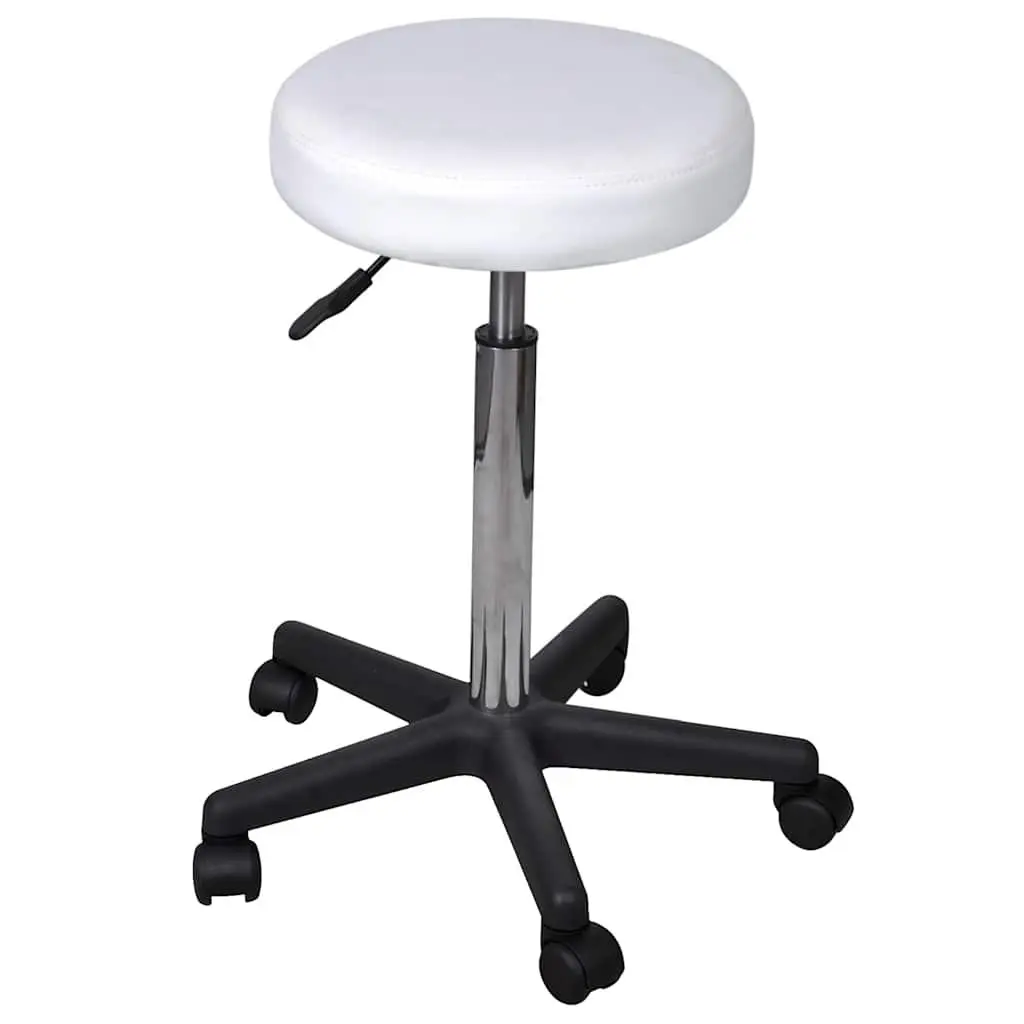 Office Stools Set 2 White 35.5x84 cm with Adjustable Height