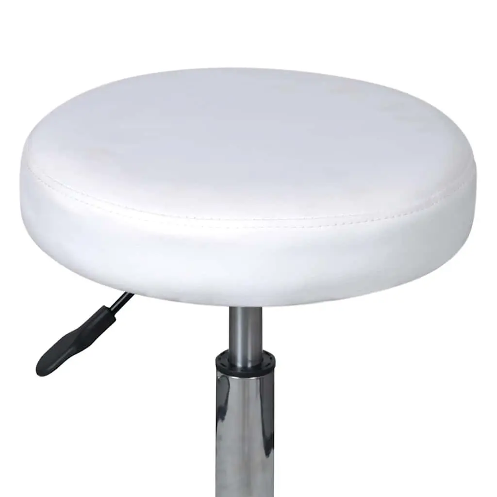 Office Stools Set 2 White 35.5x84 cm with Adjustable Height