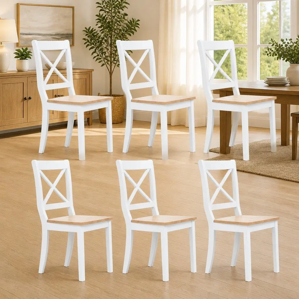 6 Ergonomic White Dining Chairs