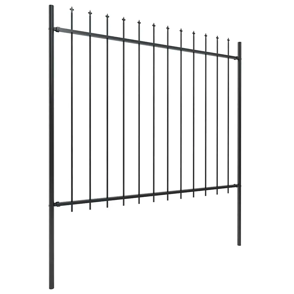 Garden Fence Panel Steel Spear Top Outdoor Decorative Barrier 359x150cm Black