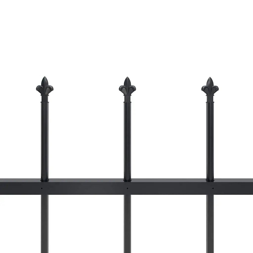 Garden Fence Panel Steel Spear Top Outdoor Decorative Barrier 359x150cm Black