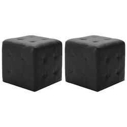 Black Pouffe Ottoman Foot Stools - Dimensions and Details