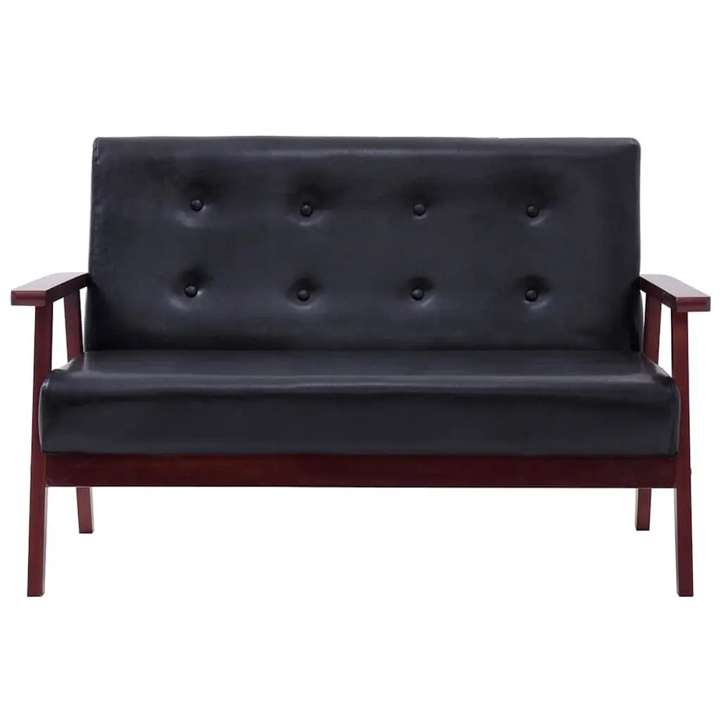 2 Piece Sofa Set Living Room Black 2-Seater Armchair Couch