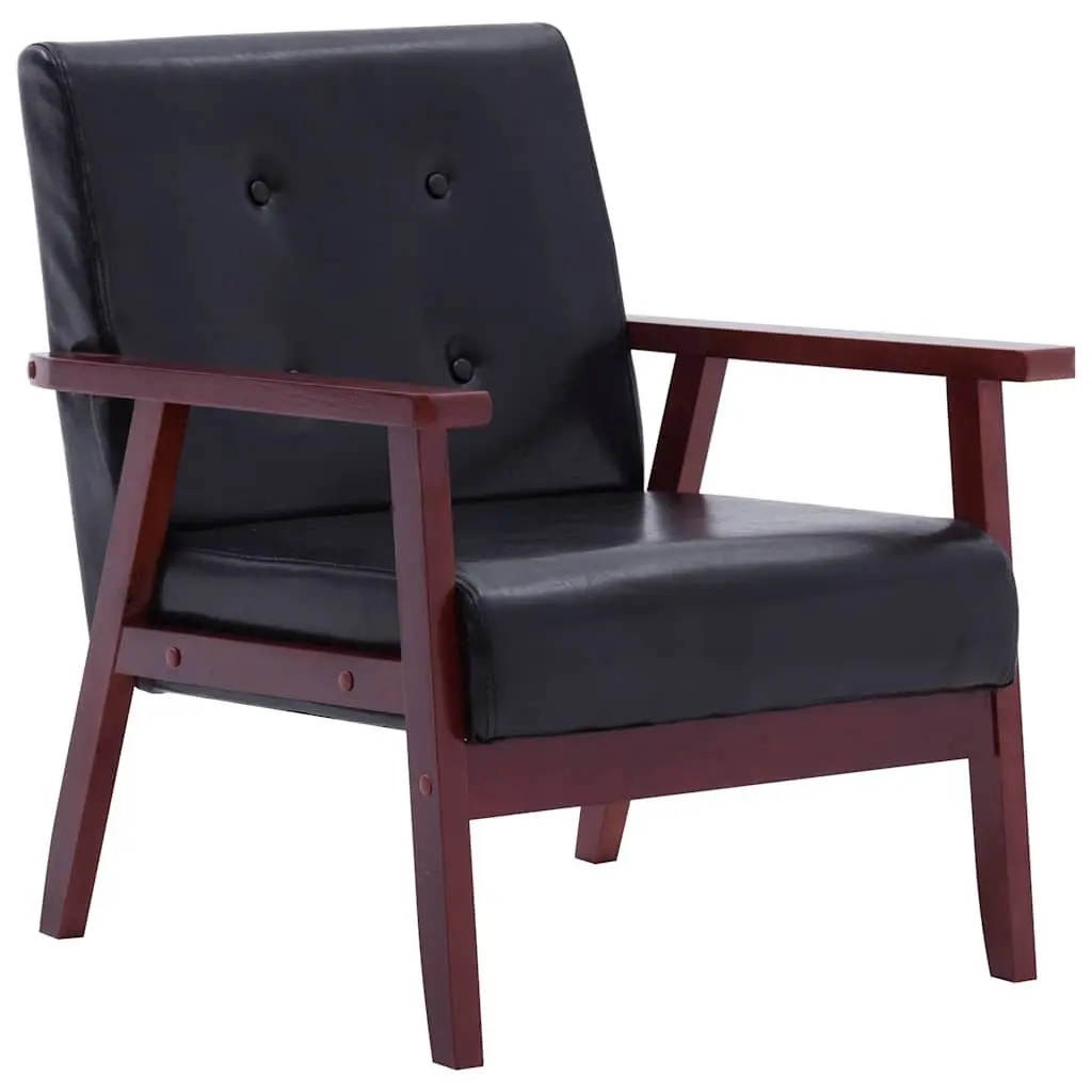 2 Piece Sofa Set Living Room Black 2-Seater Armchair Couch