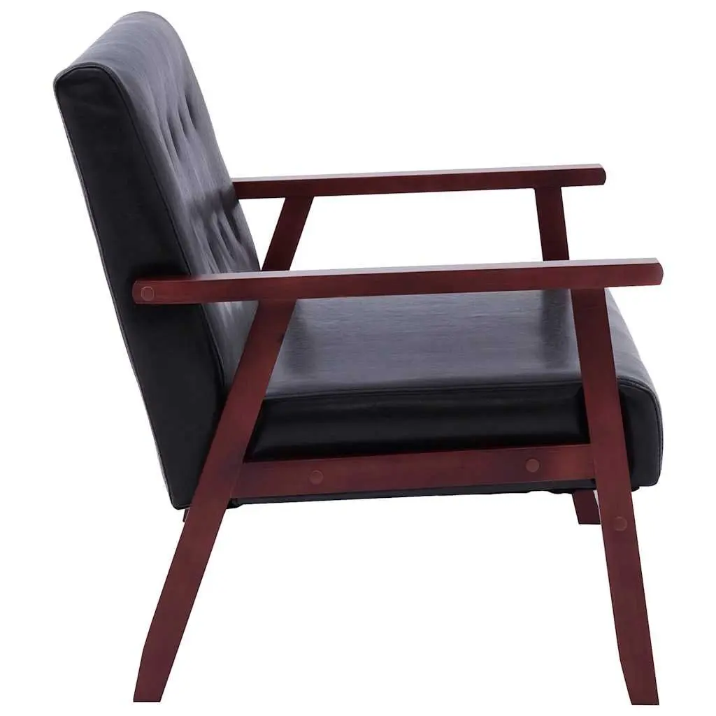 2 Piece Sofa Set Living Room Black 2-Seater Armchair Couch