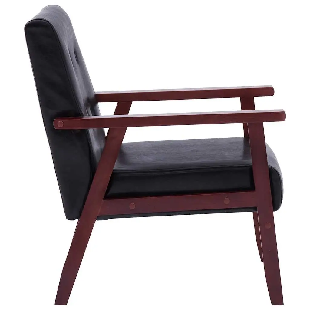 2 Piece Sofa Set Living Room Black 2-Seater Armchair Couch