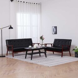 2-Piece Sofa Set: 2-Seater and 3-Seater in Black