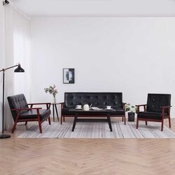 Specifications of the Black Faux Leather Sofa Set