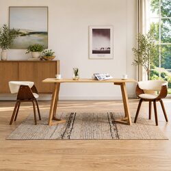 Faux Leather Cream Dining Chairs Set: 2 Pieces