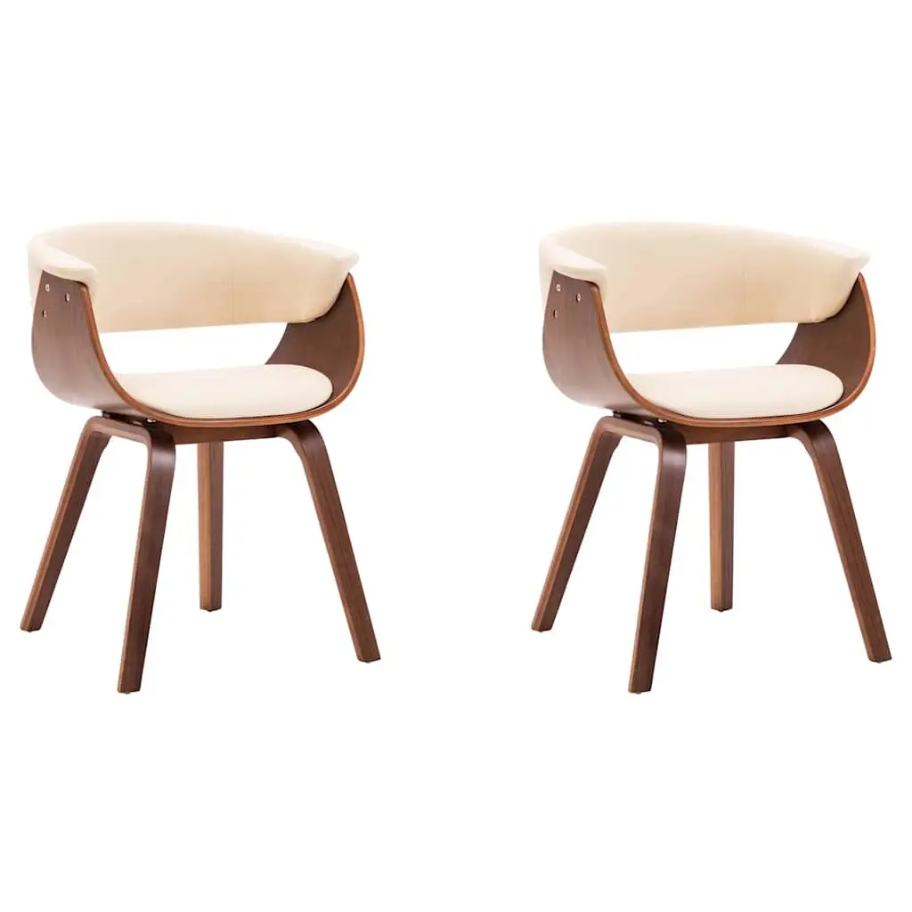 Dining Chairs Set of 2 Cream Faux Leather Upholstered for Dining Room