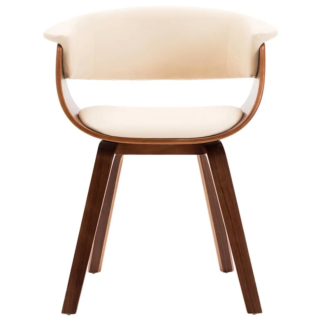 Dining Chairs Set of 2 Cream Faux Leather Upholstered for Dining Room