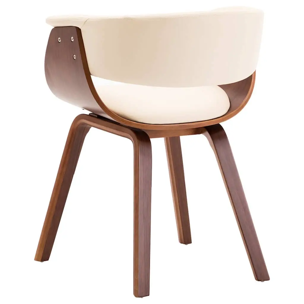 Dining Chairs Set of 2 Cream Faux Leather Upholstered for Dining Room