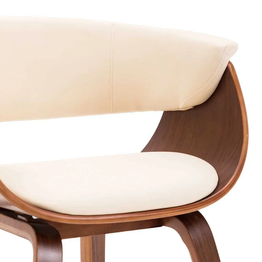 Dining Chairs Set of 2 Cream Faux Leather Upholstered for Dining Room