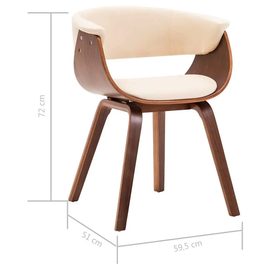 Dining Chairs Set of 2 Cream Faux Leather Upholstered for Dining Room
