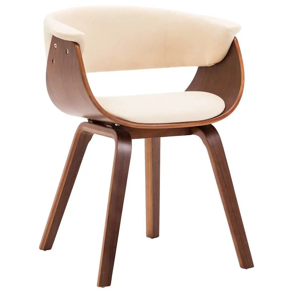 Dining Chairs for Dining Room Kitchen Set of 6 Cream Bent Wood Frame Faux Leather Upholstered