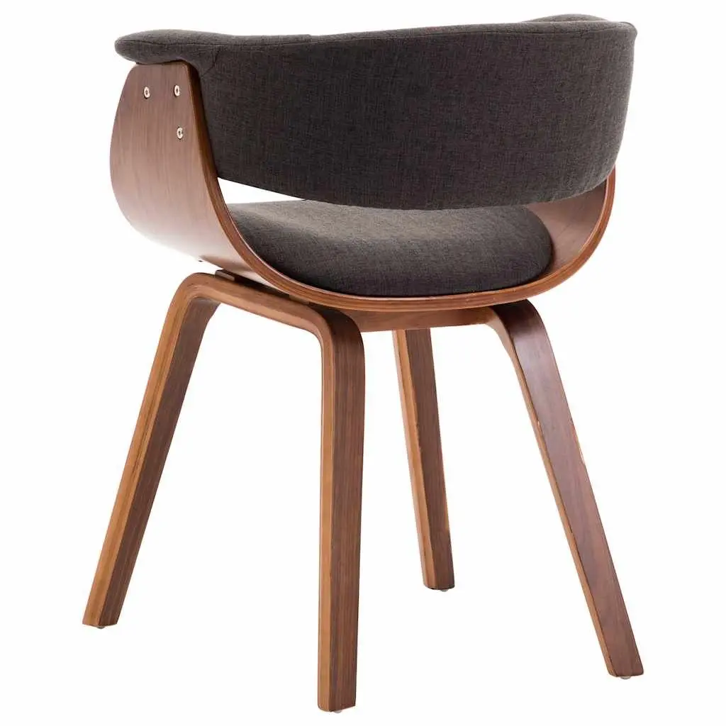 Grey Fabric Upholstered Dining Chairs Set 2 Pieces Bent Wood Frame for Kitchen and Dining Room Seating