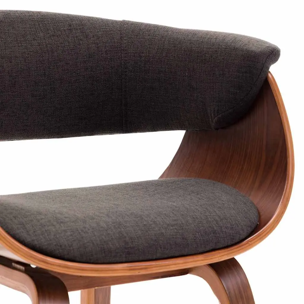 Dining Chairs Set 6 Piece Kitchen Room Grey Bent Wood Frame Fabric Seat