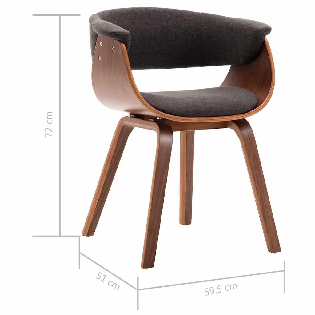Dining Chairs Set 6 Piece Kitchen Room Grey Bent Wood Frame Fabric Seat