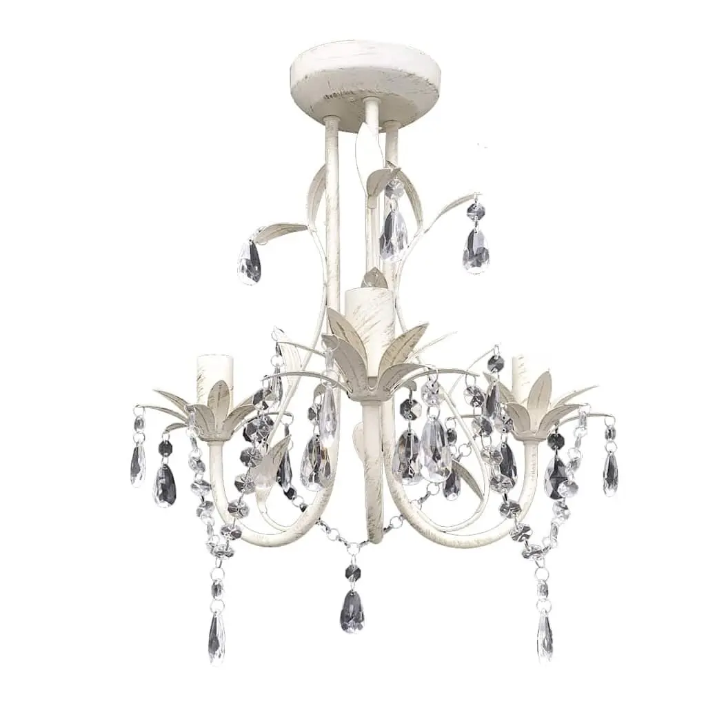 Crystal Pendant Ceiling Lamp Foyer Dining Room White Set of 2