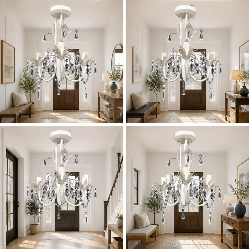 4-Pack White Crystal Pendant Lamps