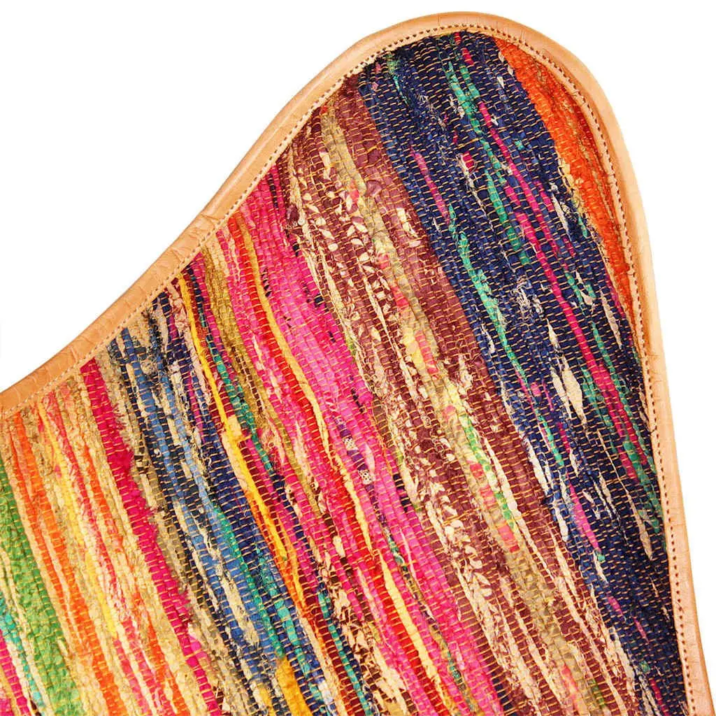 Butterfly Chairs 2 pcs Multicolour Chindi Fabric Armchair Retro Design Relaxing