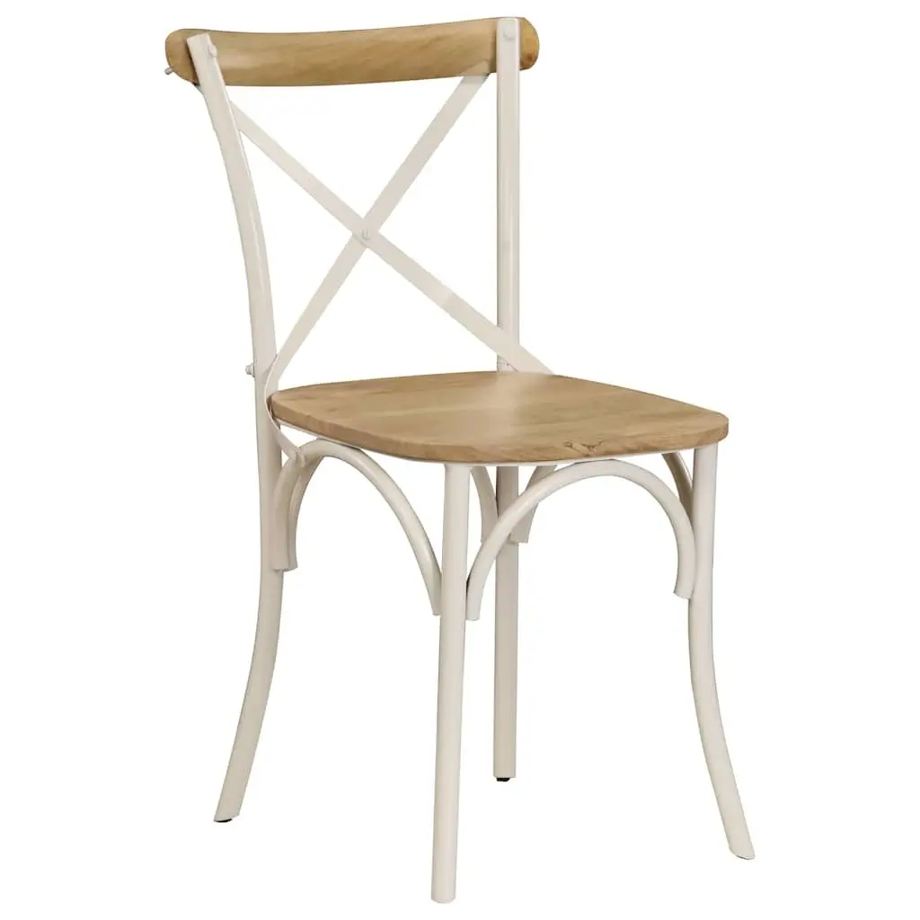 Dining Chairs 4 pcs White Kitchen Room Seating Set Retro Open Back Design