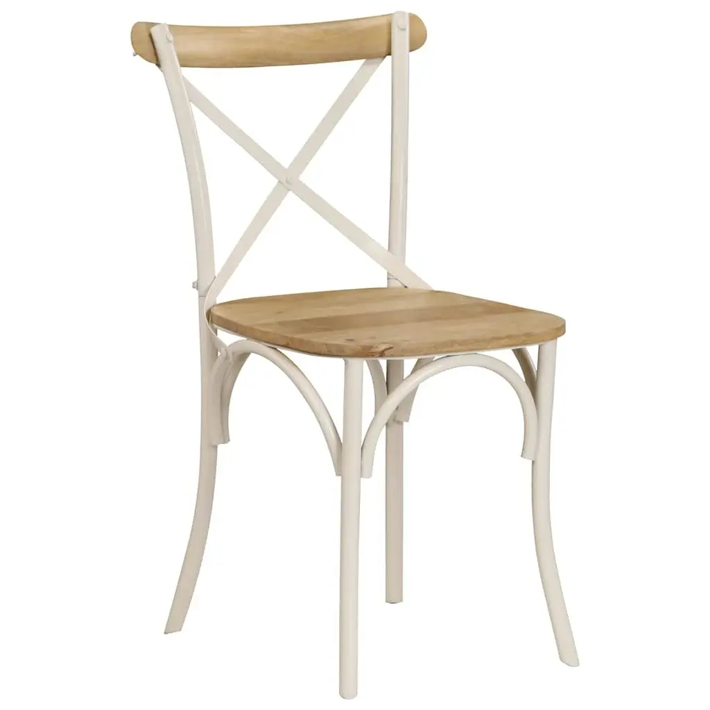 Dining Chairs 4 pcs White Kitchen Room Seating Set Retro Open Back Design