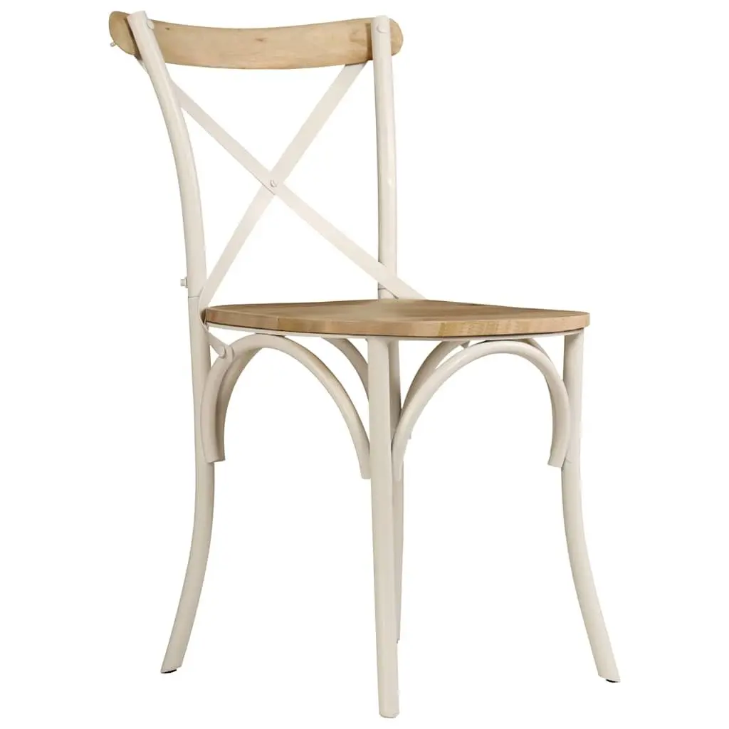 Dining Chairs Set 6 pcs White Kitchen Room Furniture Solid Wood Seating