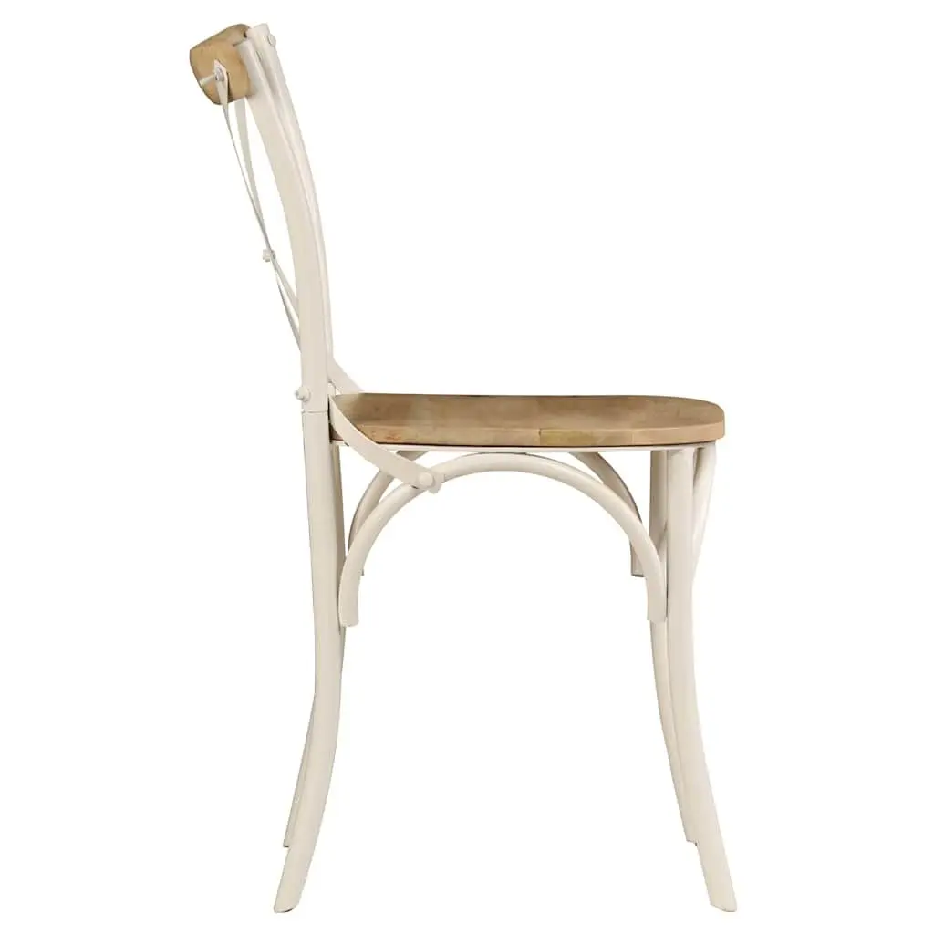 Dining Chairs Set 6 pcs White Kitchen Room Furniture Solid Wood Seating